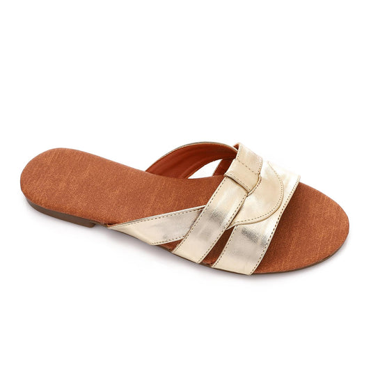 Open-Toe Shiny Flat Slipper