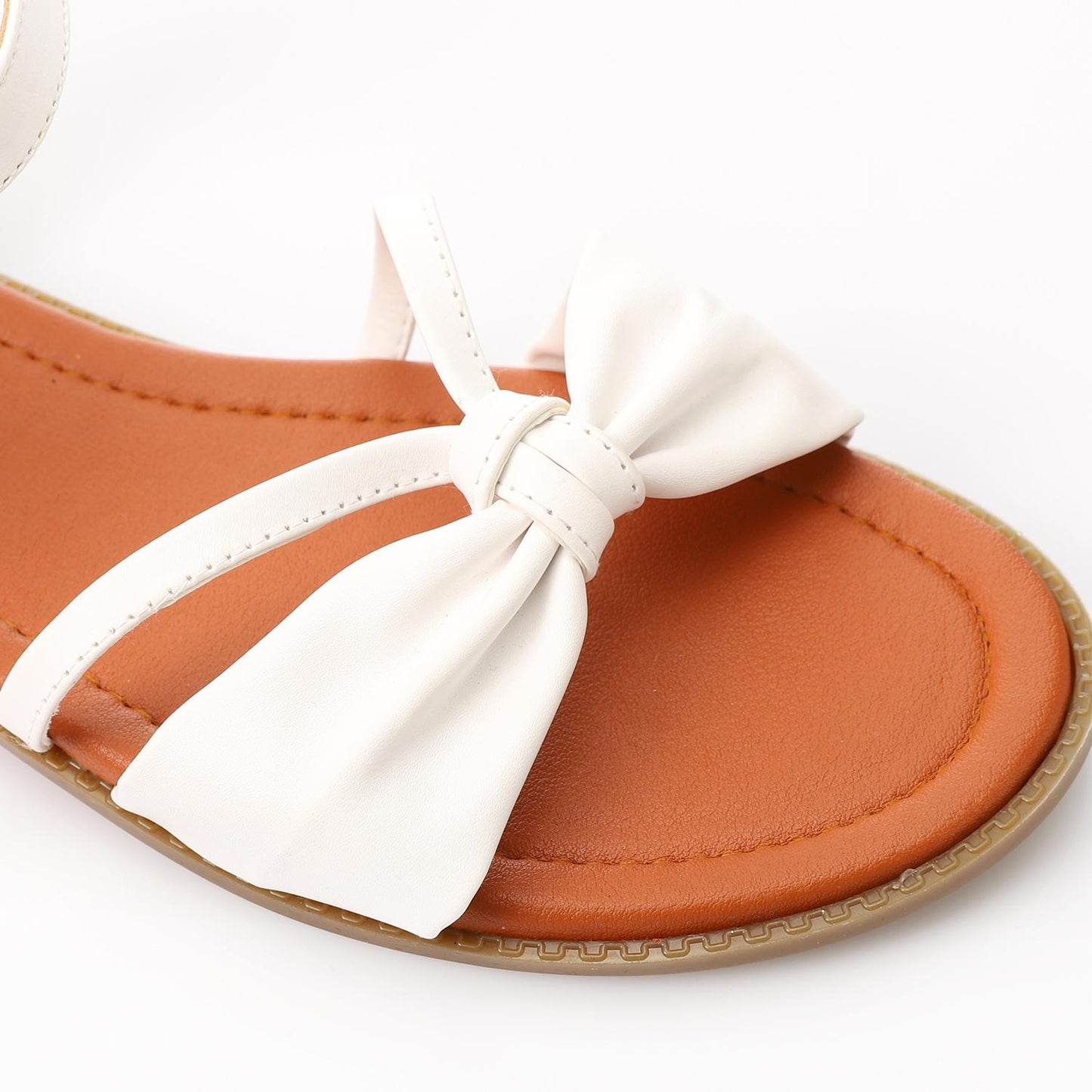 White Ankle Buckle Flat Sandal