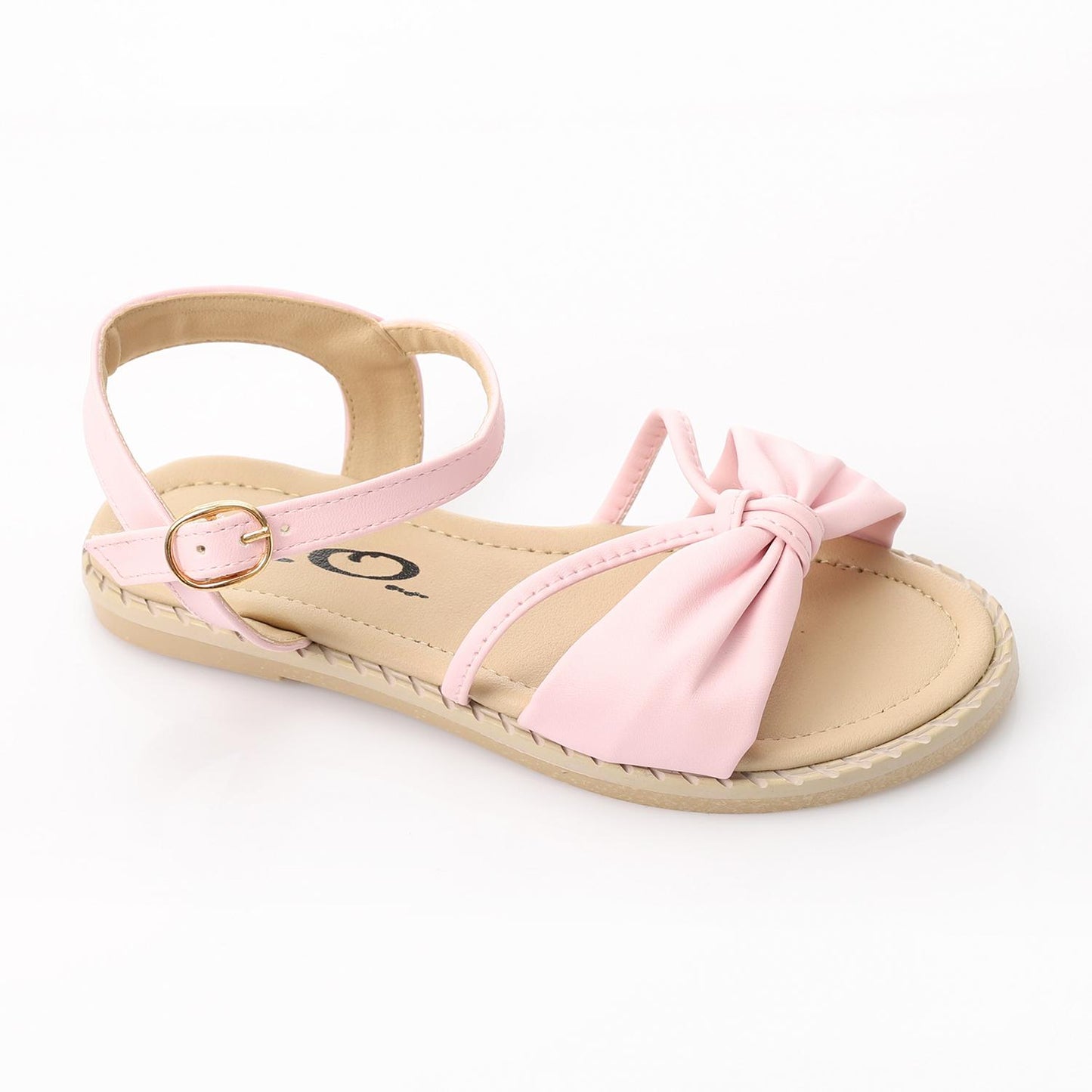 Light Pink Knotted Bow Flat Sandal for Girls
