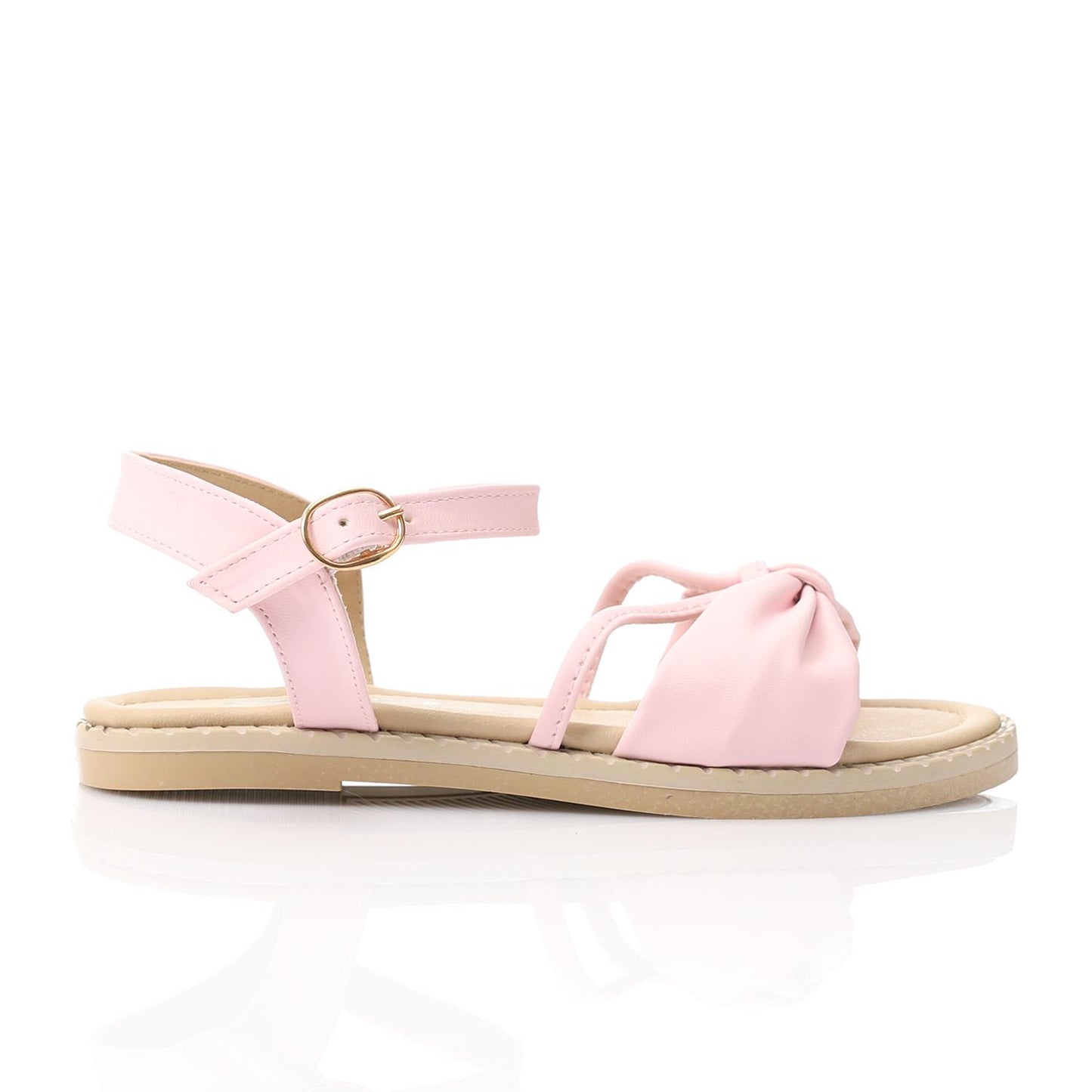 Light Pink Knotted Bow Flat Sandal for Girls