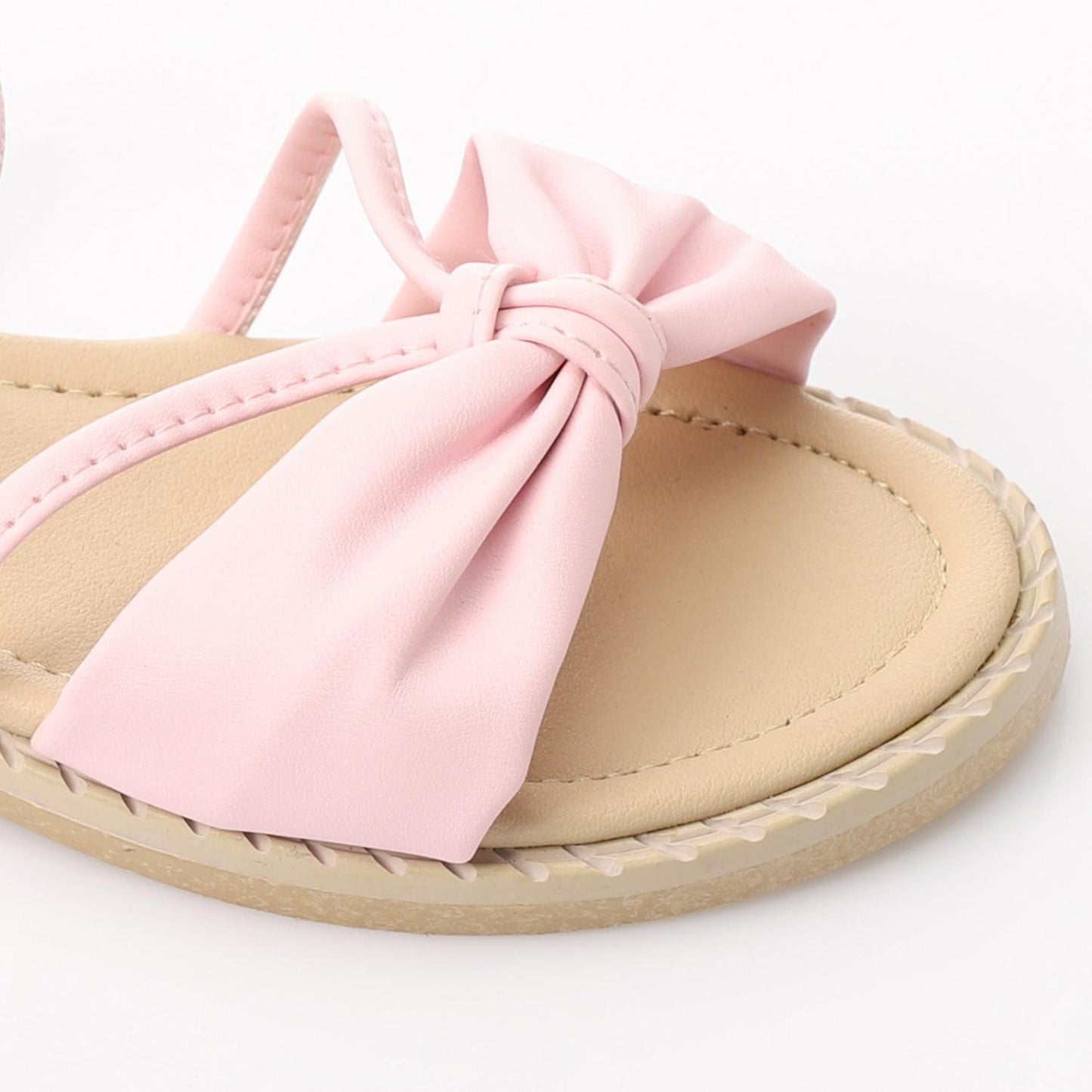 Light Pink Knotted Bow Flat Sandal for Girls