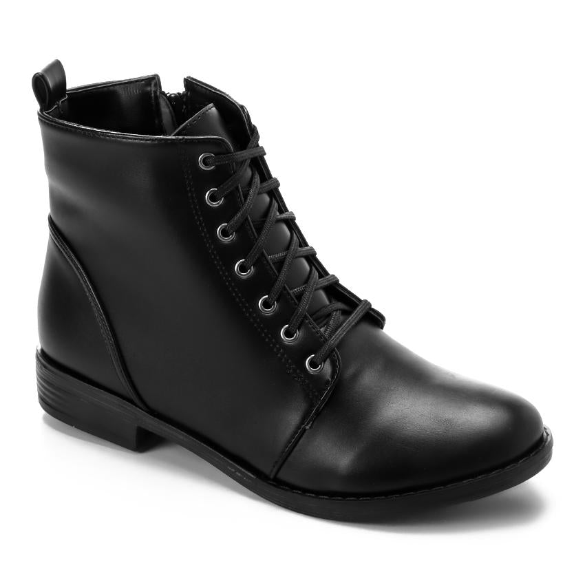 Side Zipper Boots with Lace-up