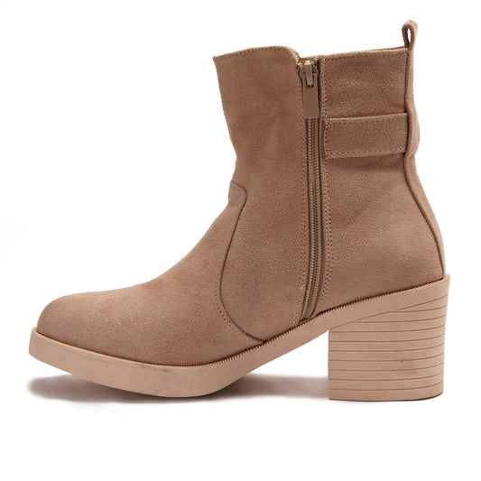 Cafe Suede Heeled Ankle Boot