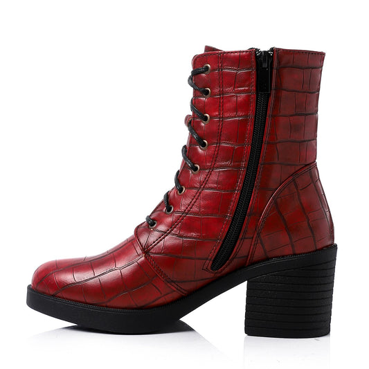 Embossed Leather Half Boot