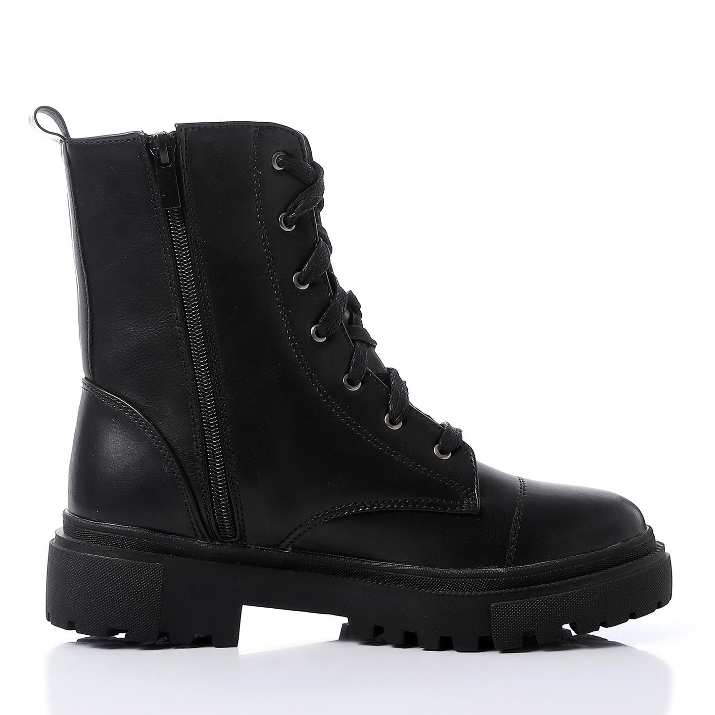 Black Side Zip-up Combat Boot