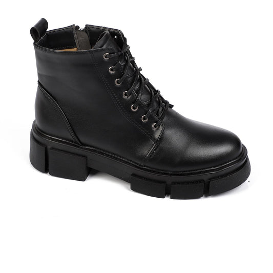 Black Casual Zip-up Ankle Boot