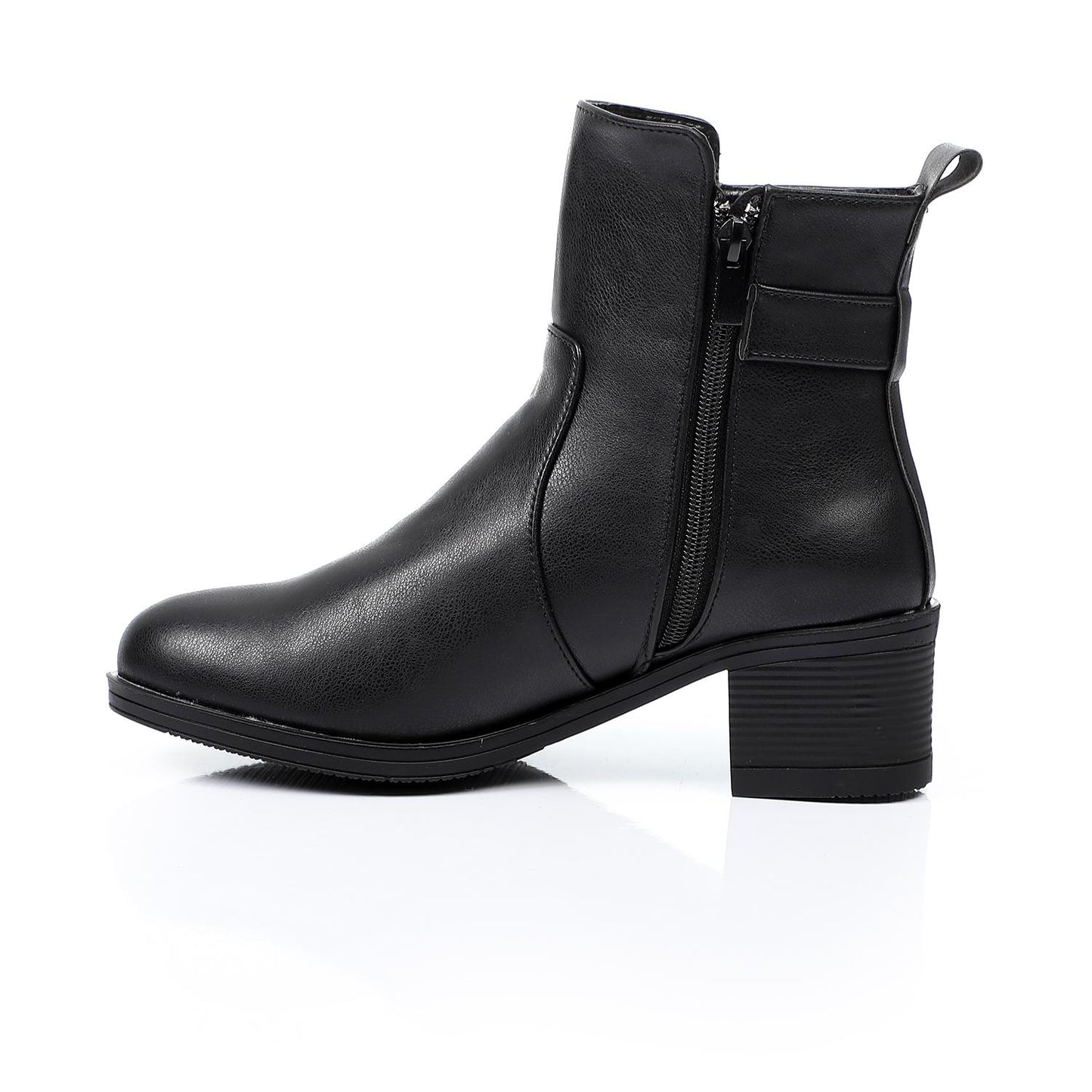 Side Buckle Ankle Boot with Block Heel