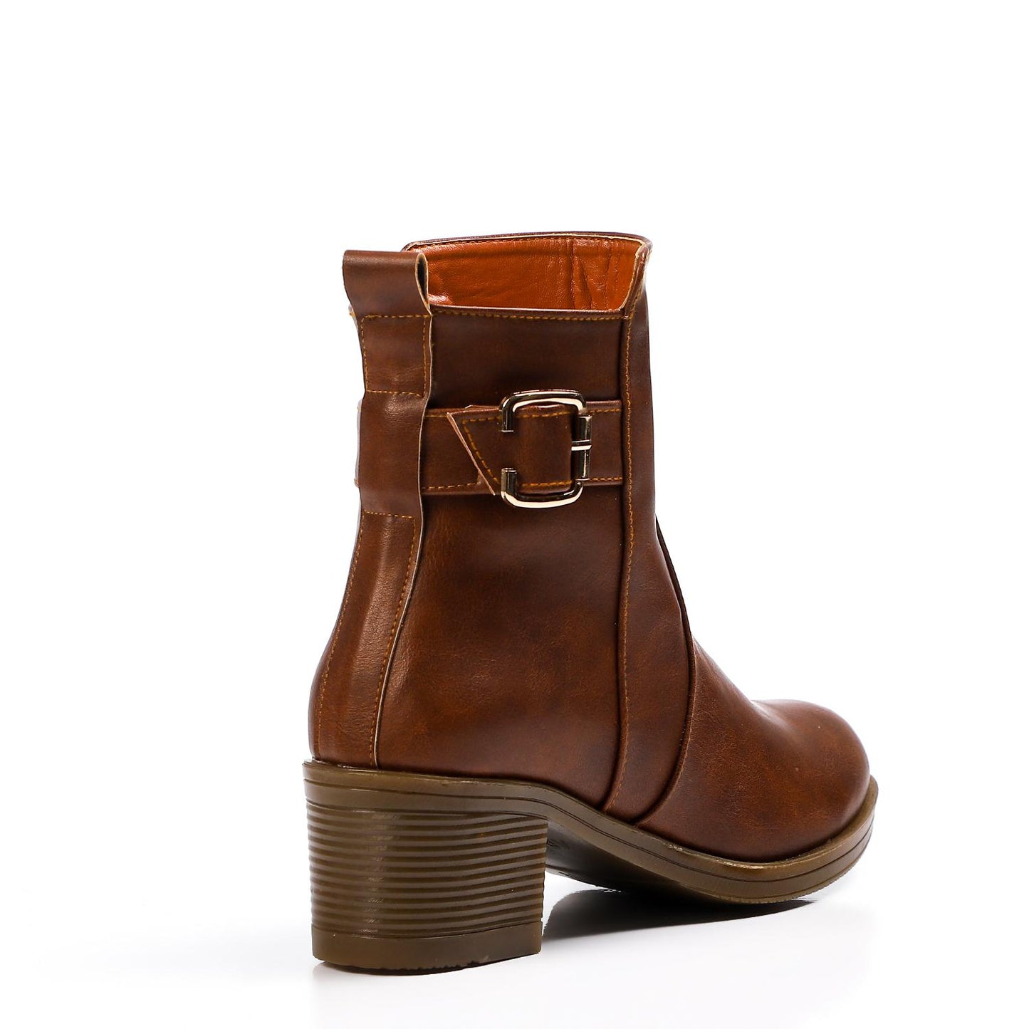 Side Buckle Ankle Boot with Block Heel