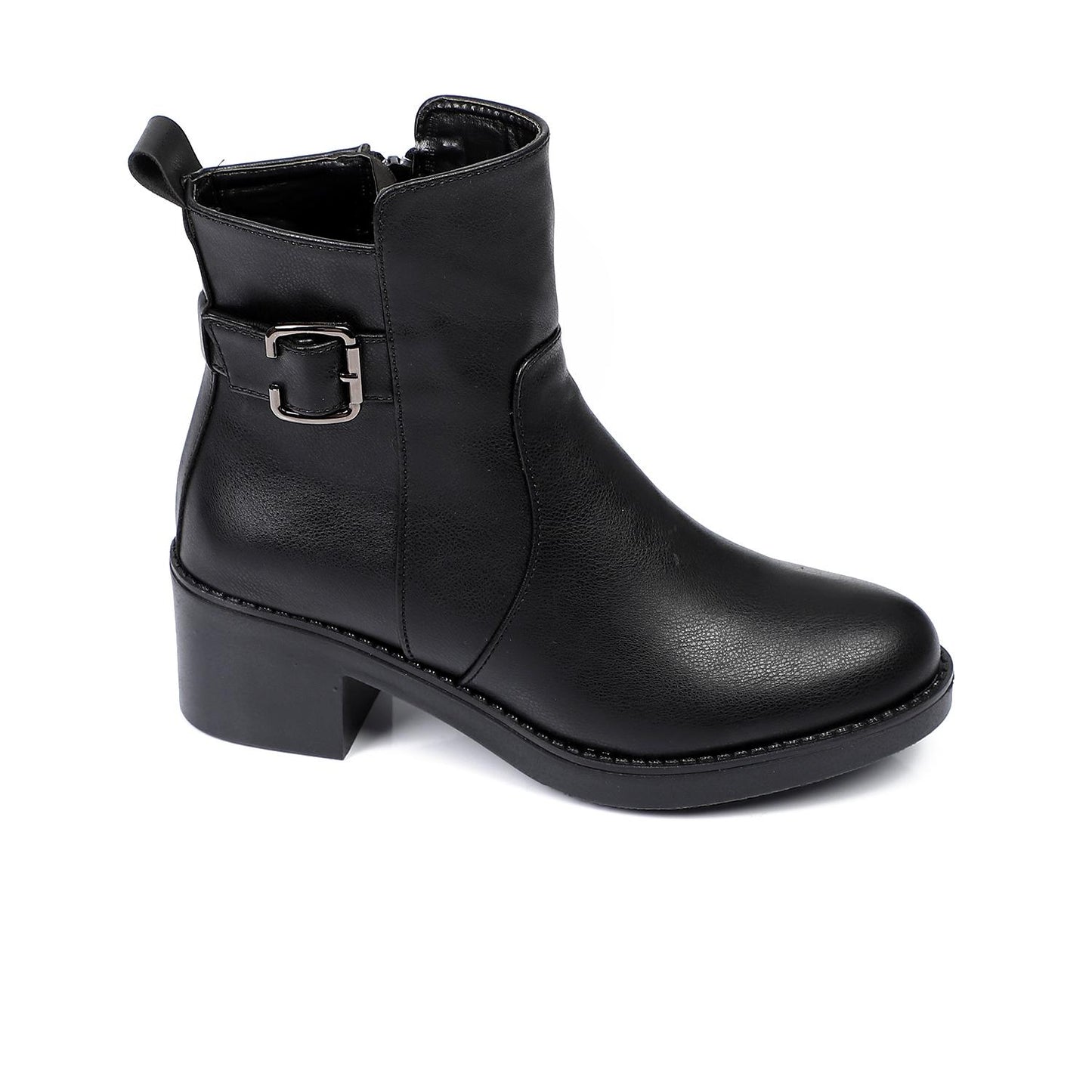 Black Side Buckle Ankle Boot