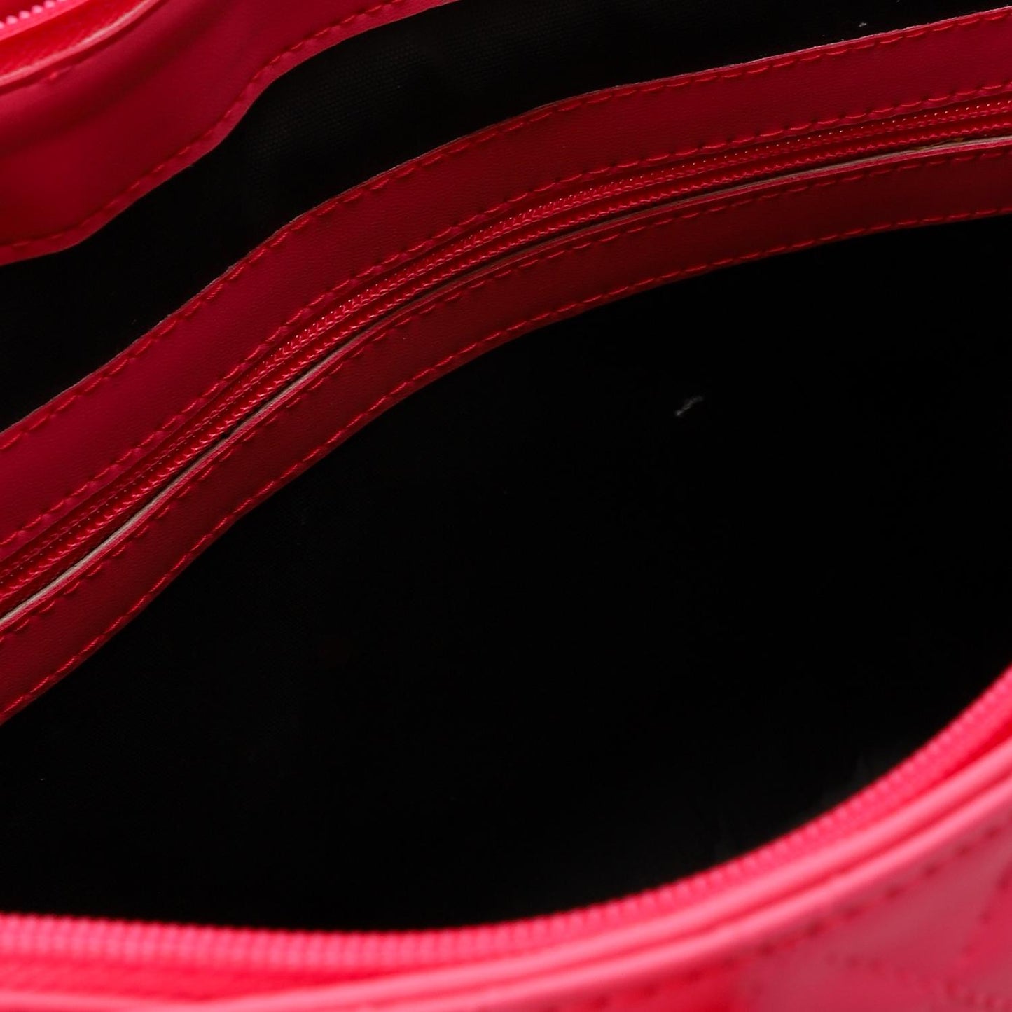 Hot Pink Stitched Leather Shoulder Bag