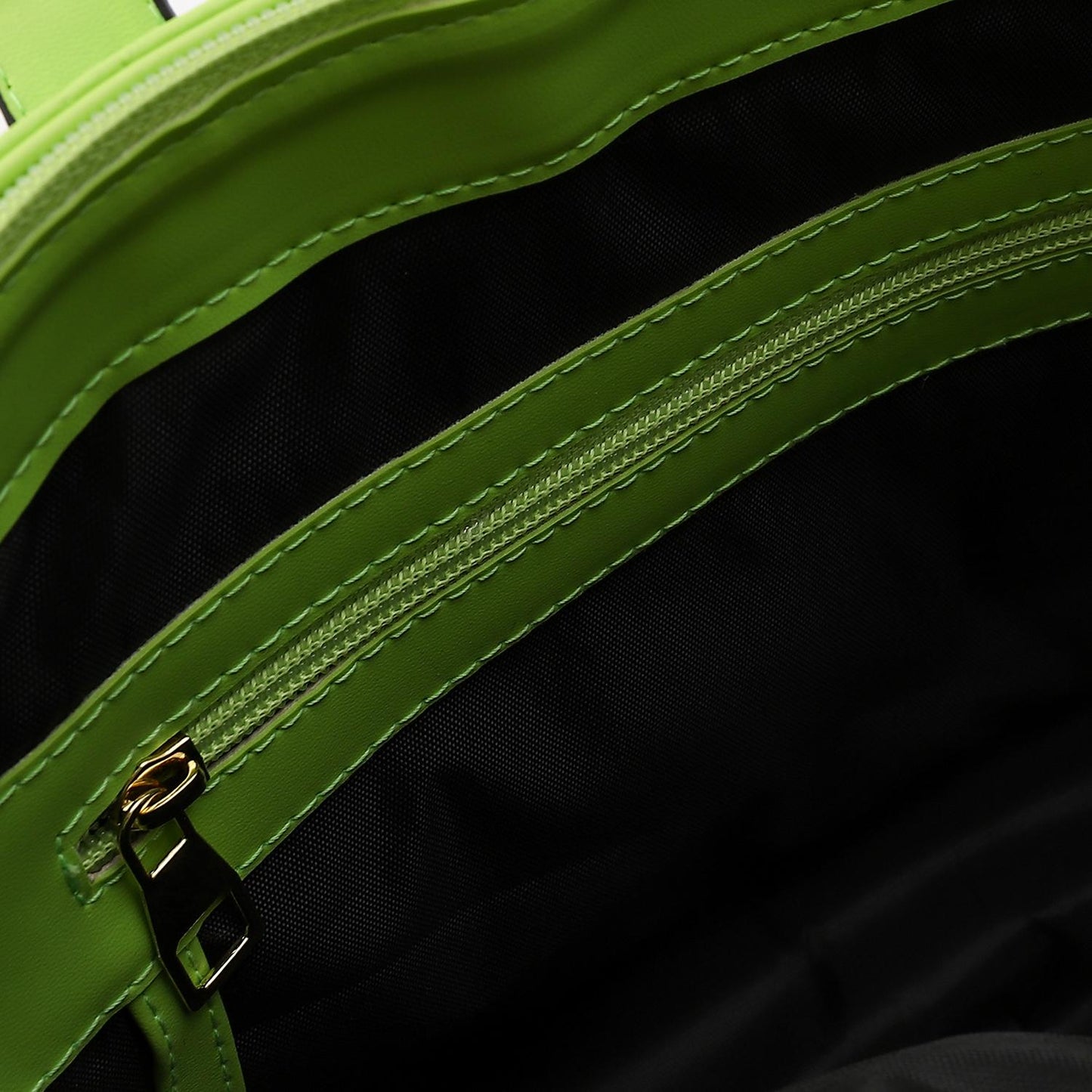Apple Green Stitched Leather Shoulder Bag