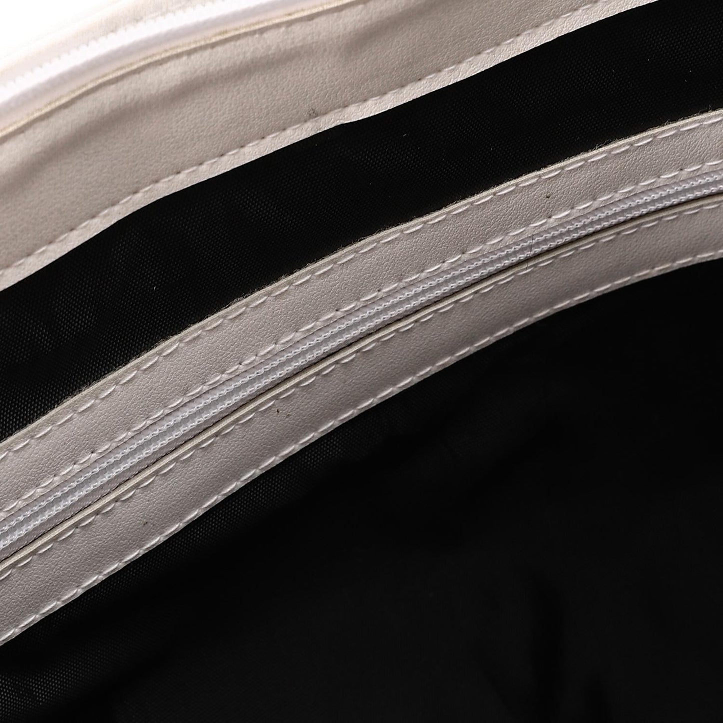 White Stitched Leather Shoulder Bag