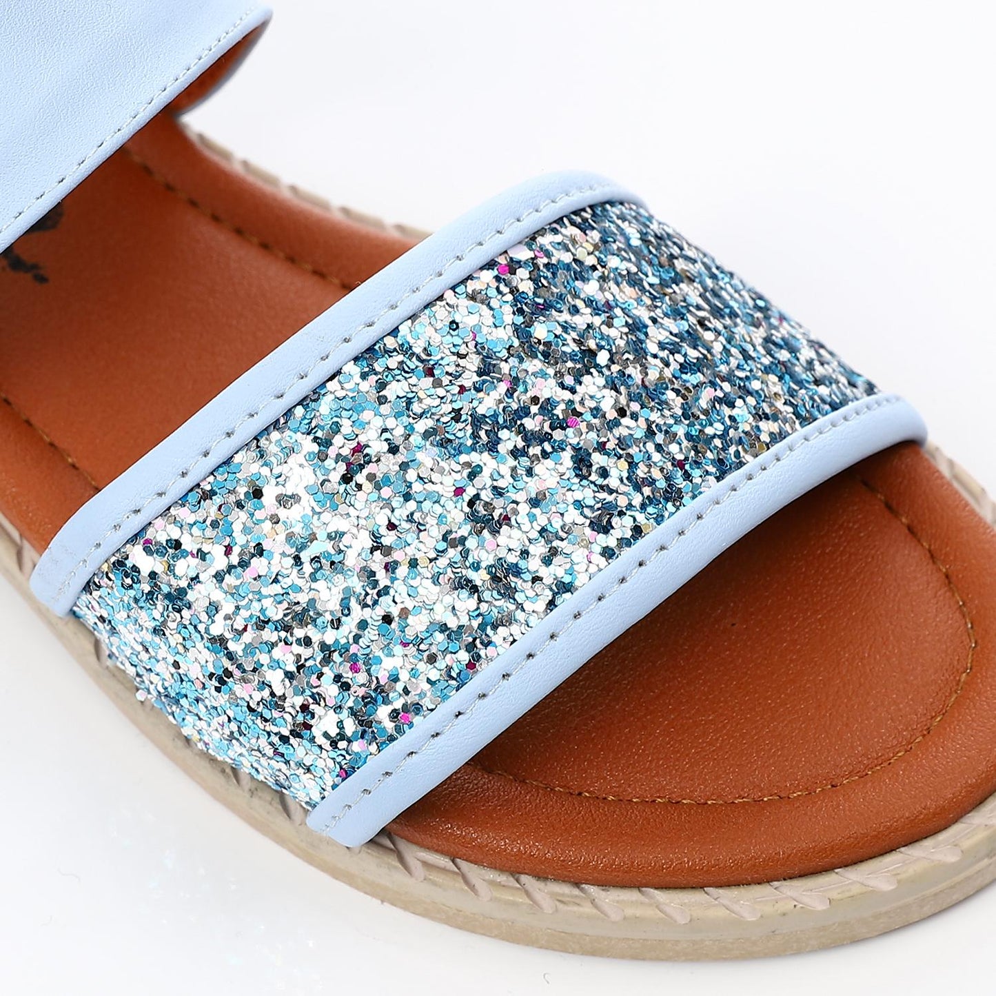 Light Blue Glitter Strap Sandal for Girls
