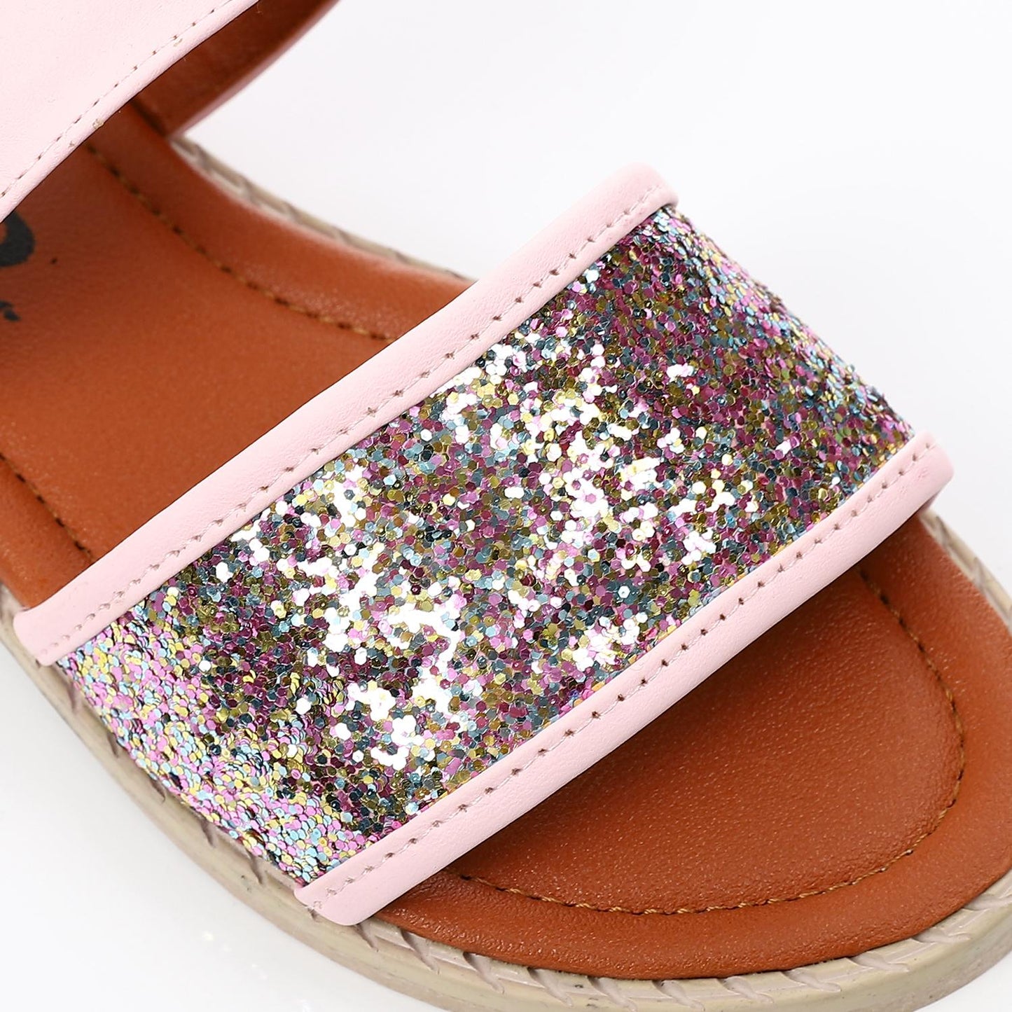 Light Pink Glitter Strap Sandal for Teen Girls