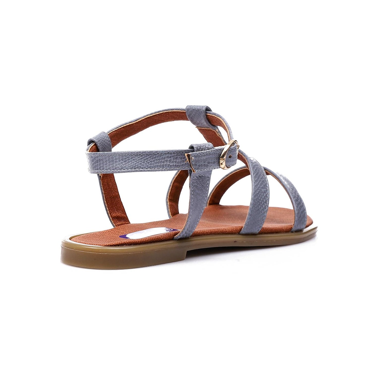 Flocked Leather Flat Sandals