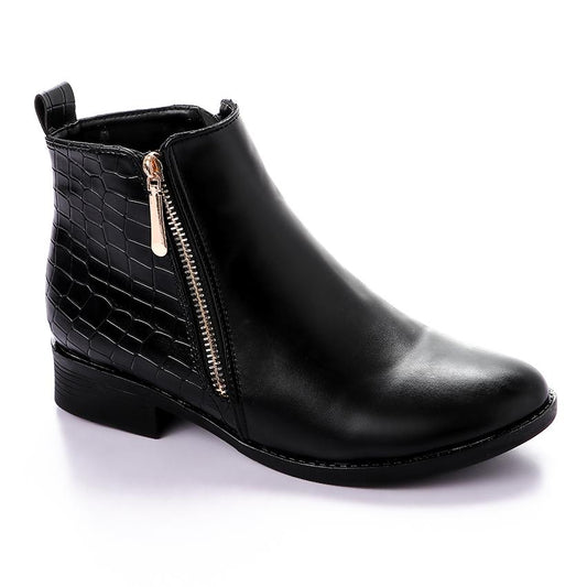 Elegant Half & Half Leather Ankle Boot