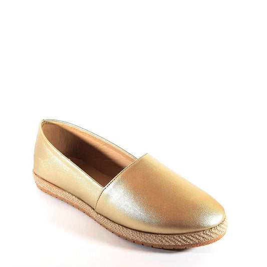 Gold Plain Flat Espadrille