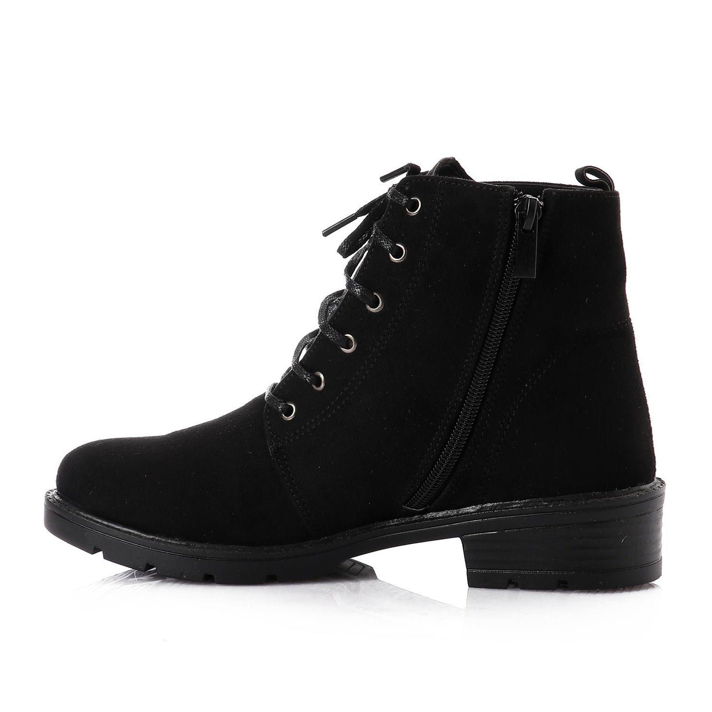 Black Suede Lace-up Ankle Boot