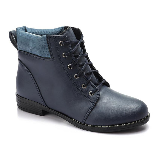 Dark Blue Lace-up Ankle Boot