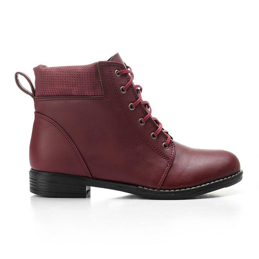 Burgundy Lace-up Ankle Boot