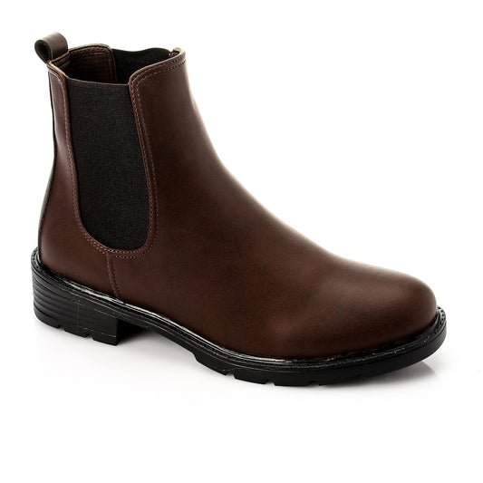 Brown Side Elastic Ankle Boot