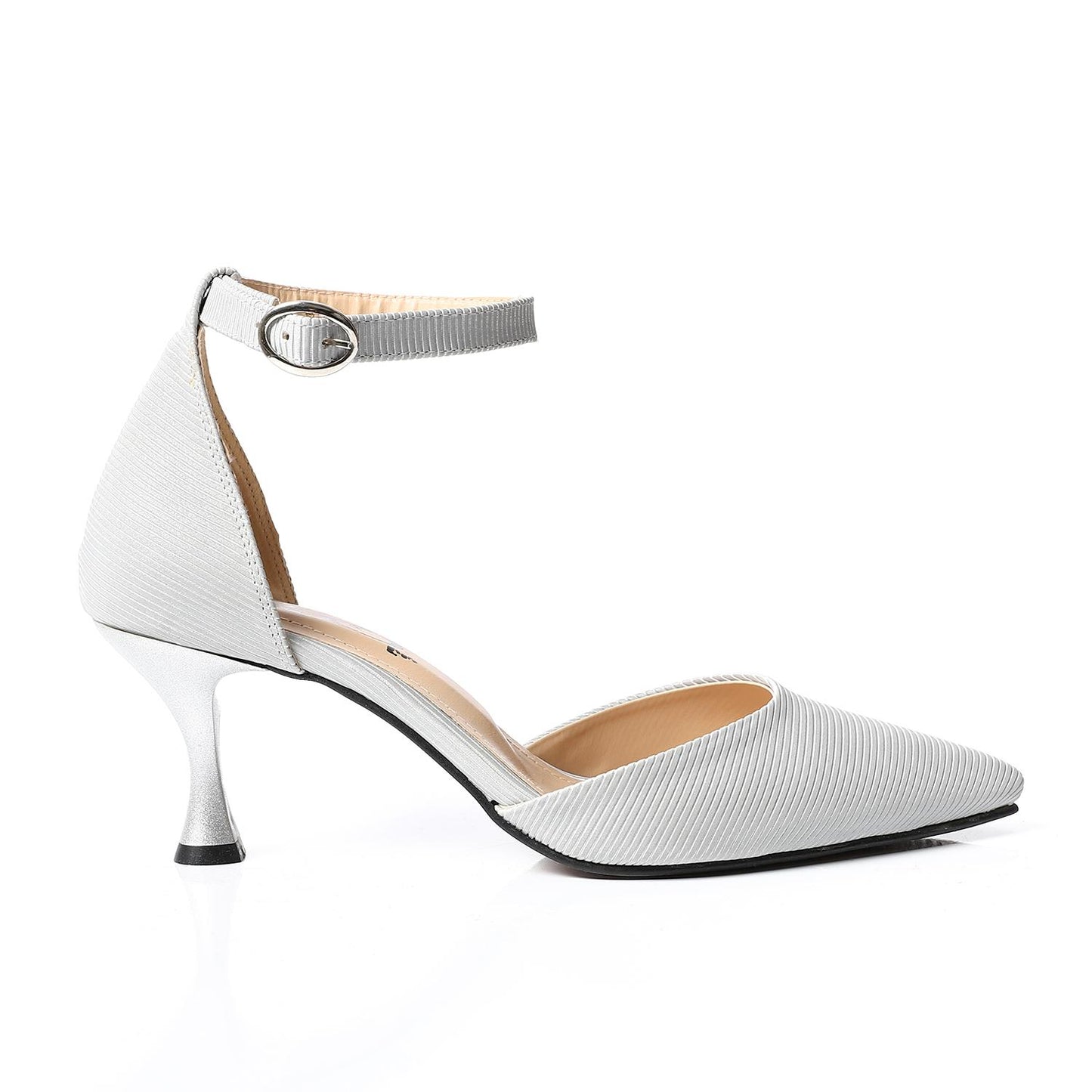 Silver Open Side Ribbed High Heels