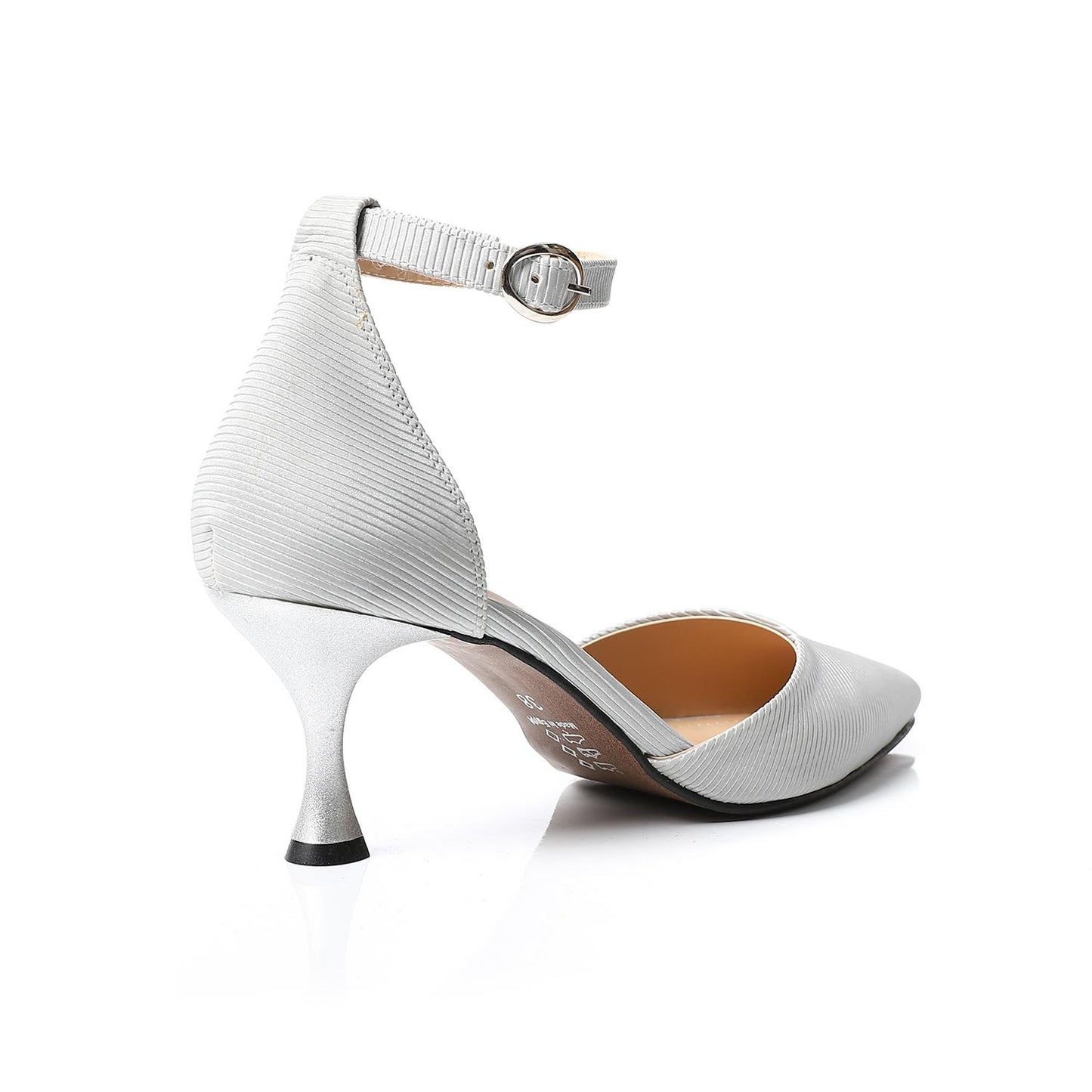 Silver Open Side Ribbed High Heels