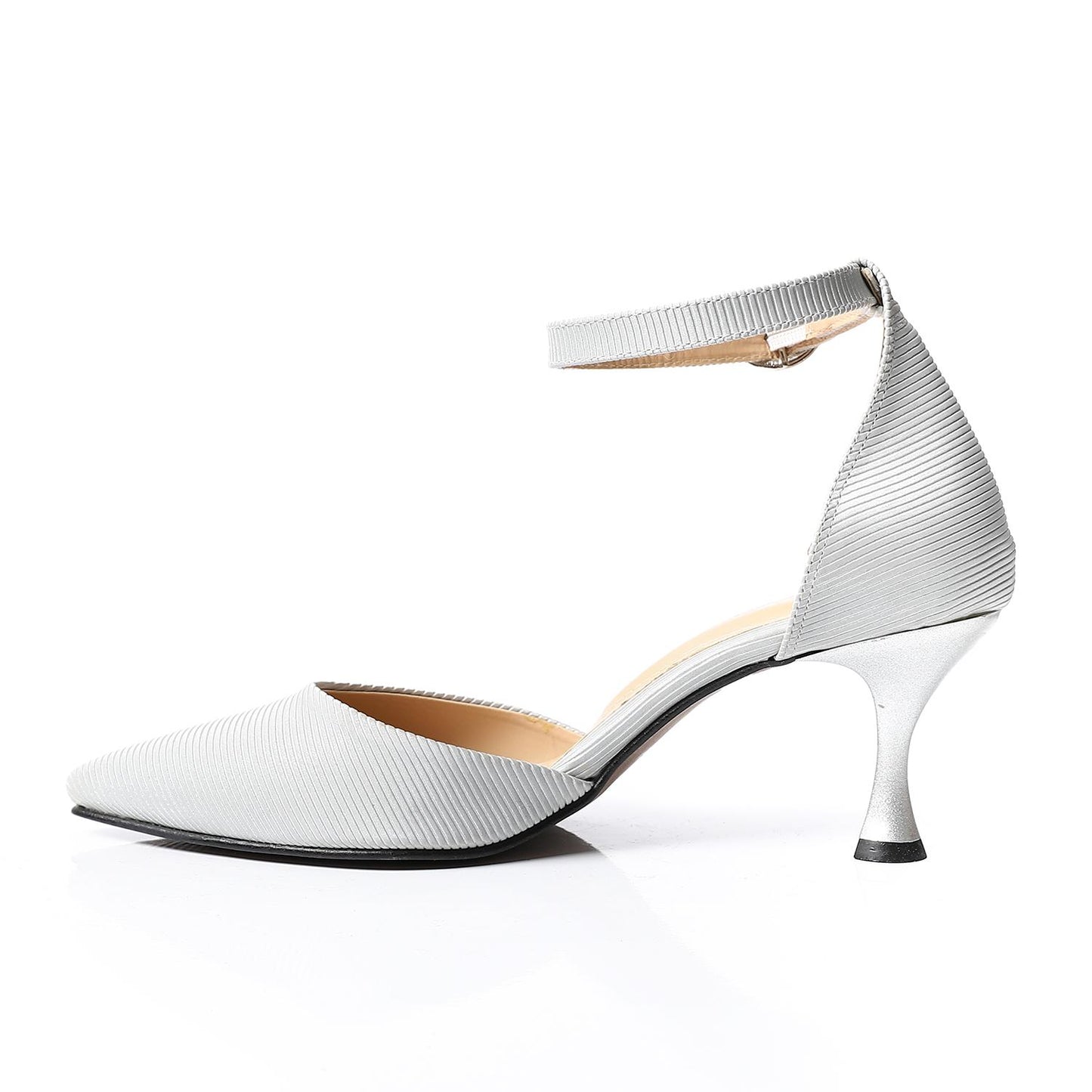 Silver Open Side Ribbed High Heels