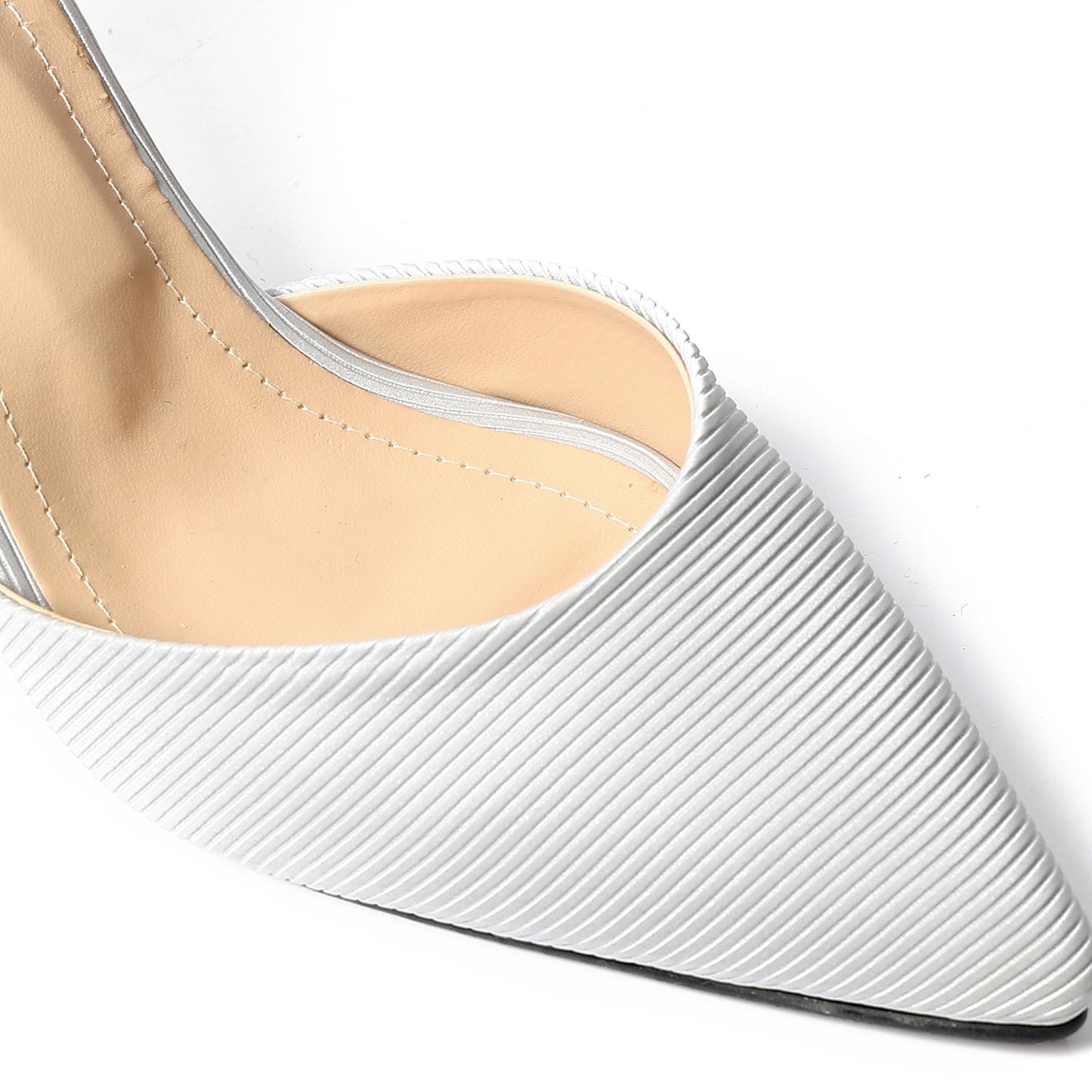 Silver Open Side Ribbed High Heels