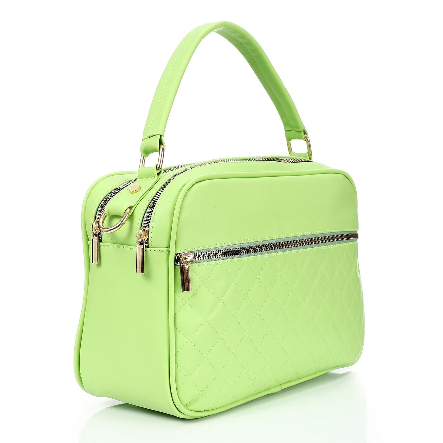 Lime Green Box Crossbody Bag with Zipper
