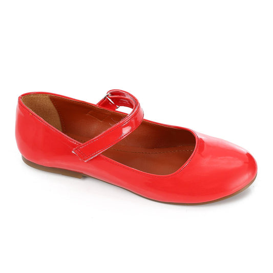 Red Shiny Leather Ballerina for Teen Girls