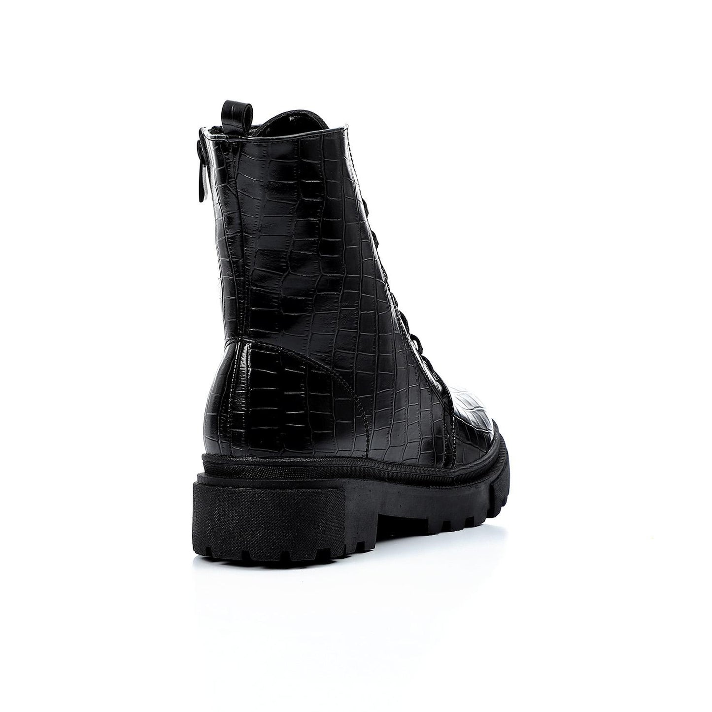 Textured Leather Combat Half Boot