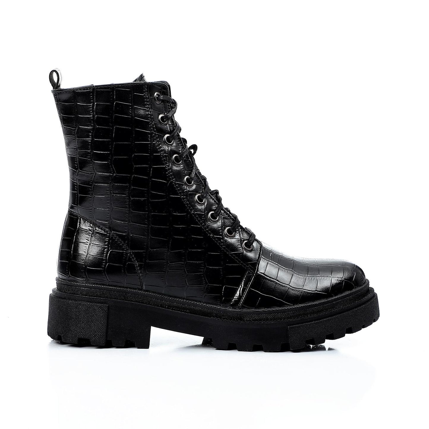 Textured Leather Combat Half Boot