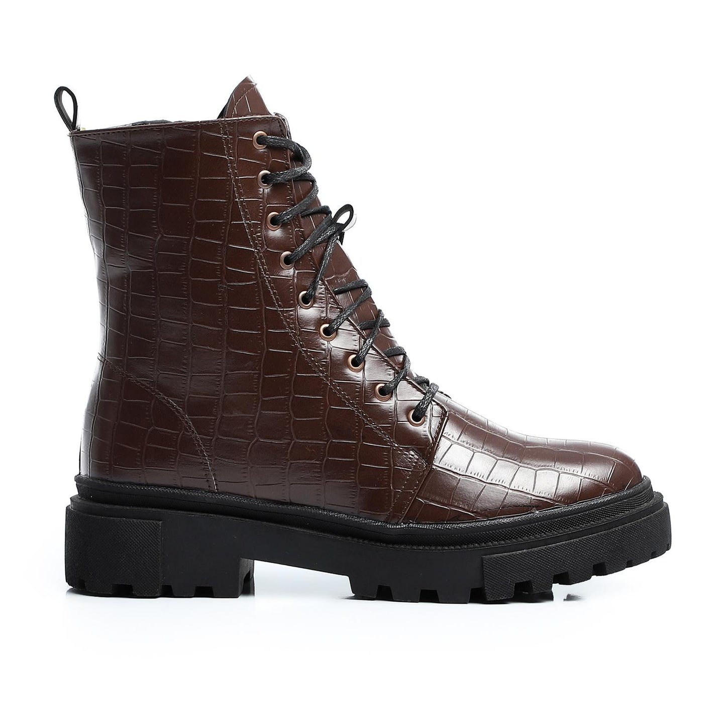 Textured Leather Combat Half Boot