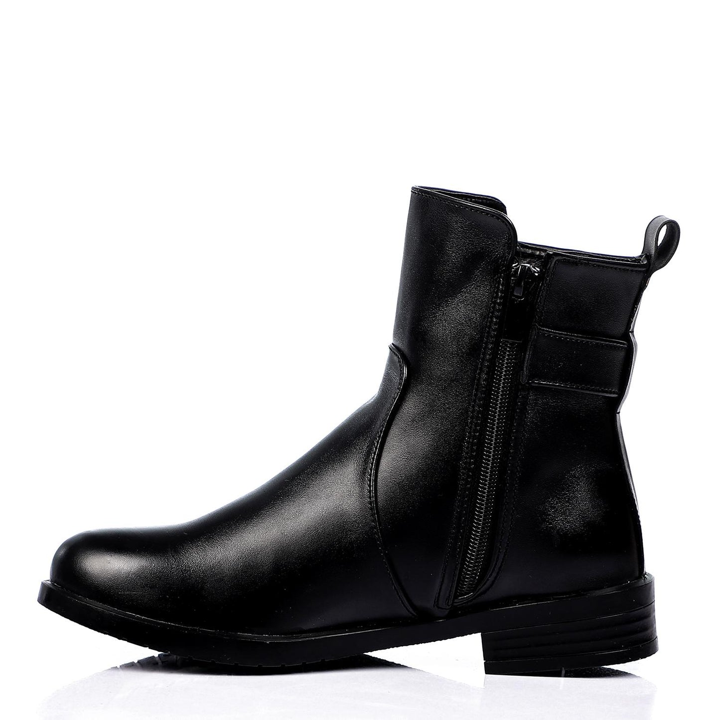 Stylish Zip-up Leather Half Boots