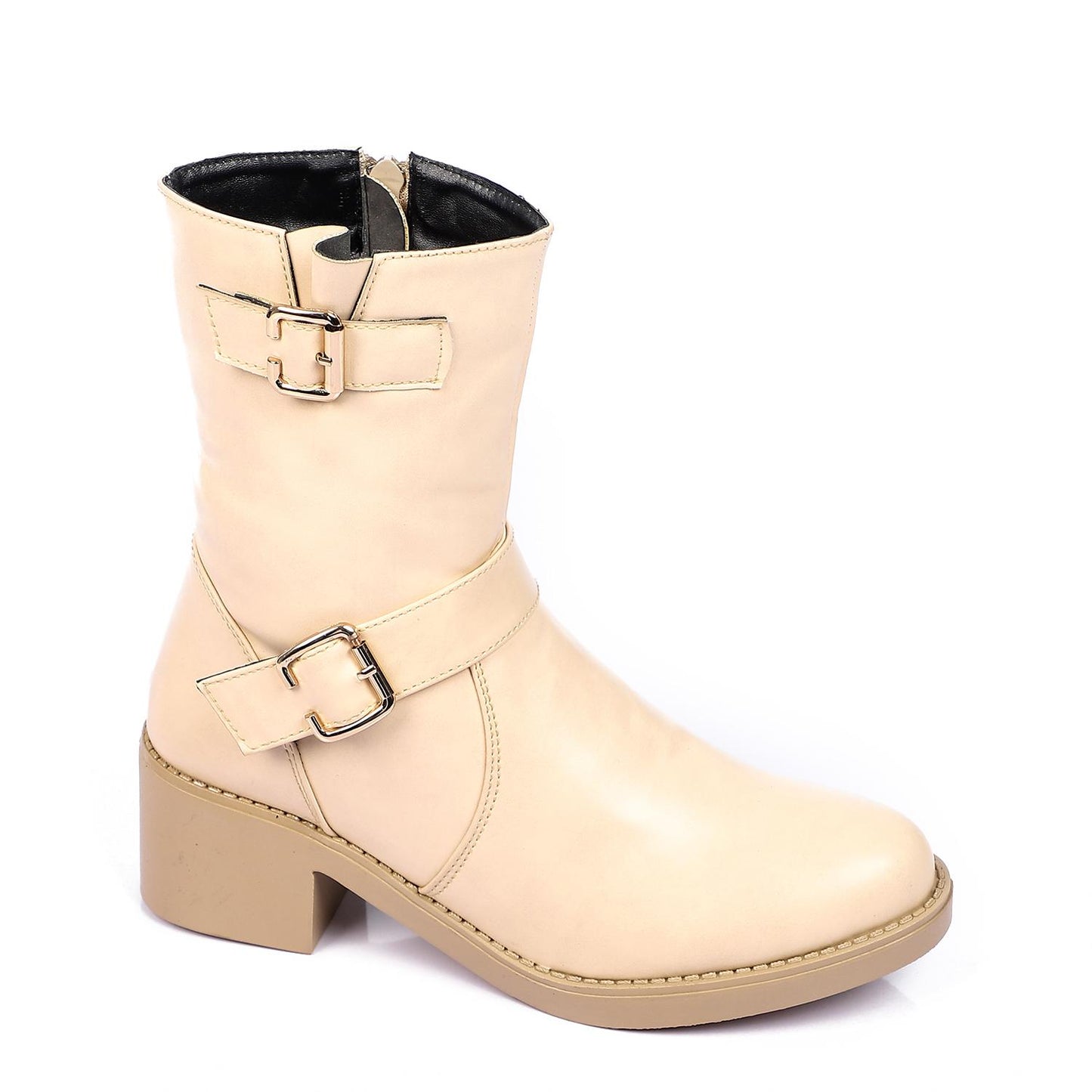 Side Decorative Buckle Half Boot