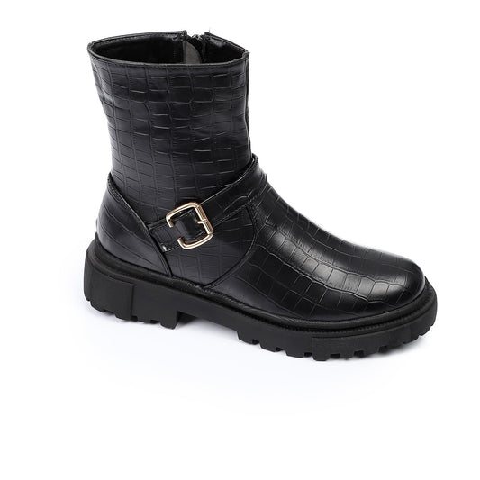 Textured Leather Half Boot