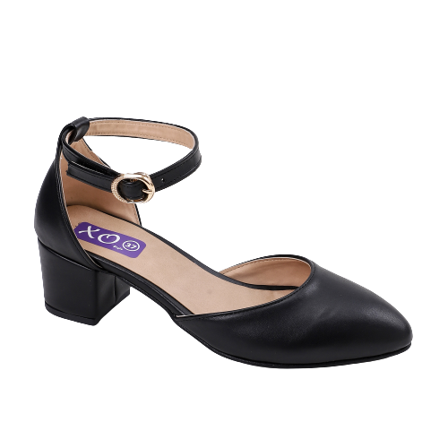 Black Open Side Heeled Shoes