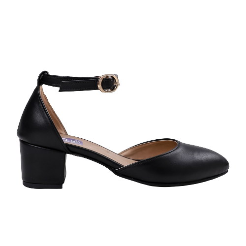 Black Open Side Heeled Shoes
