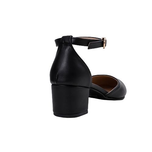 Black Open Side Heeled Shoes