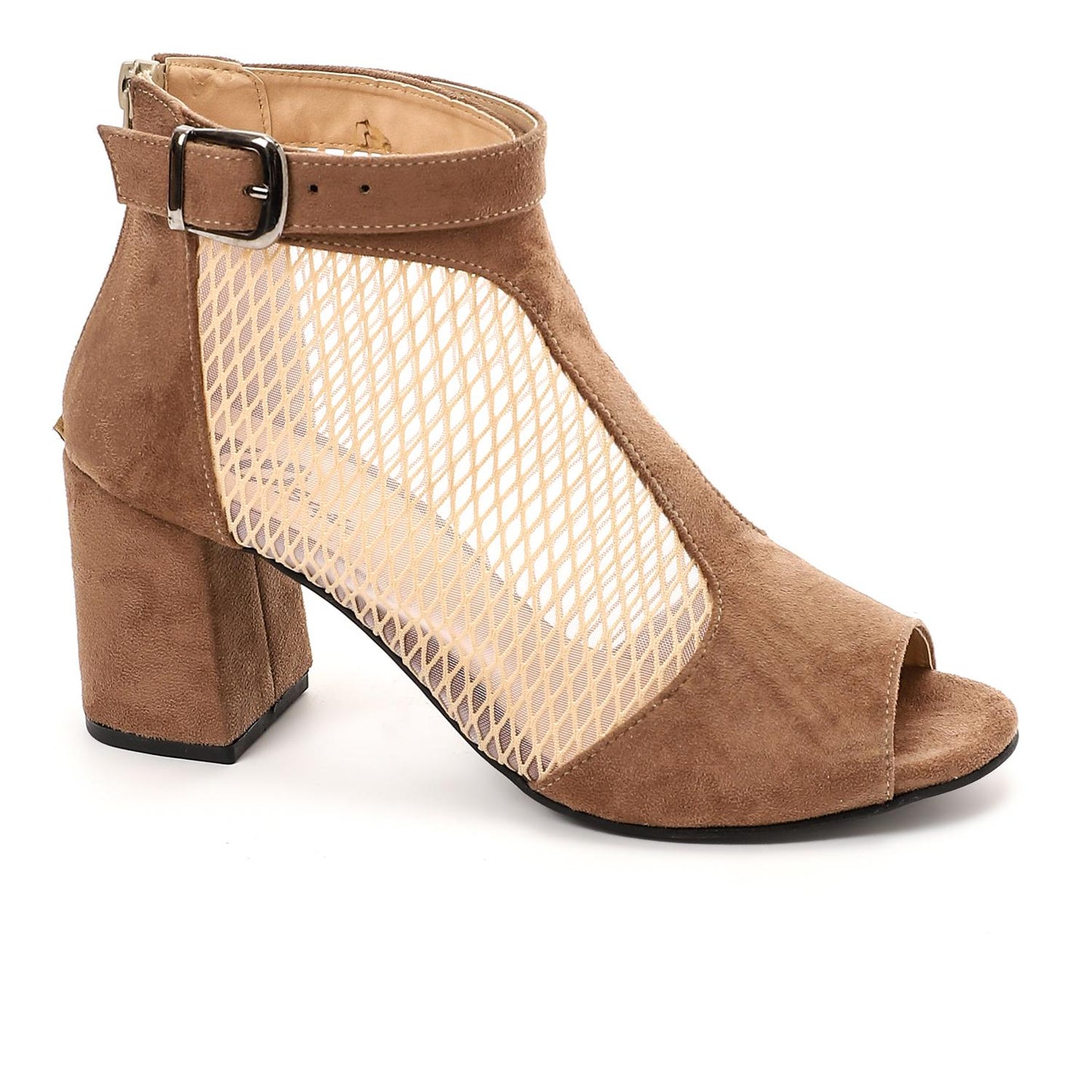 Black Mesh Side High Heels Sandal