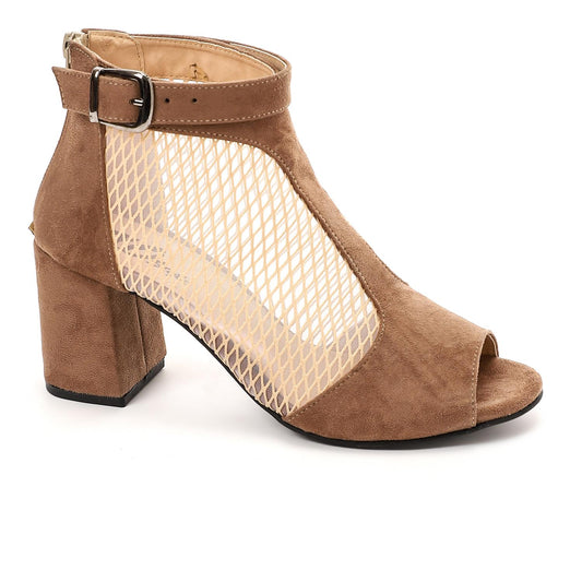 Black Mesh Side High Heels Sandal