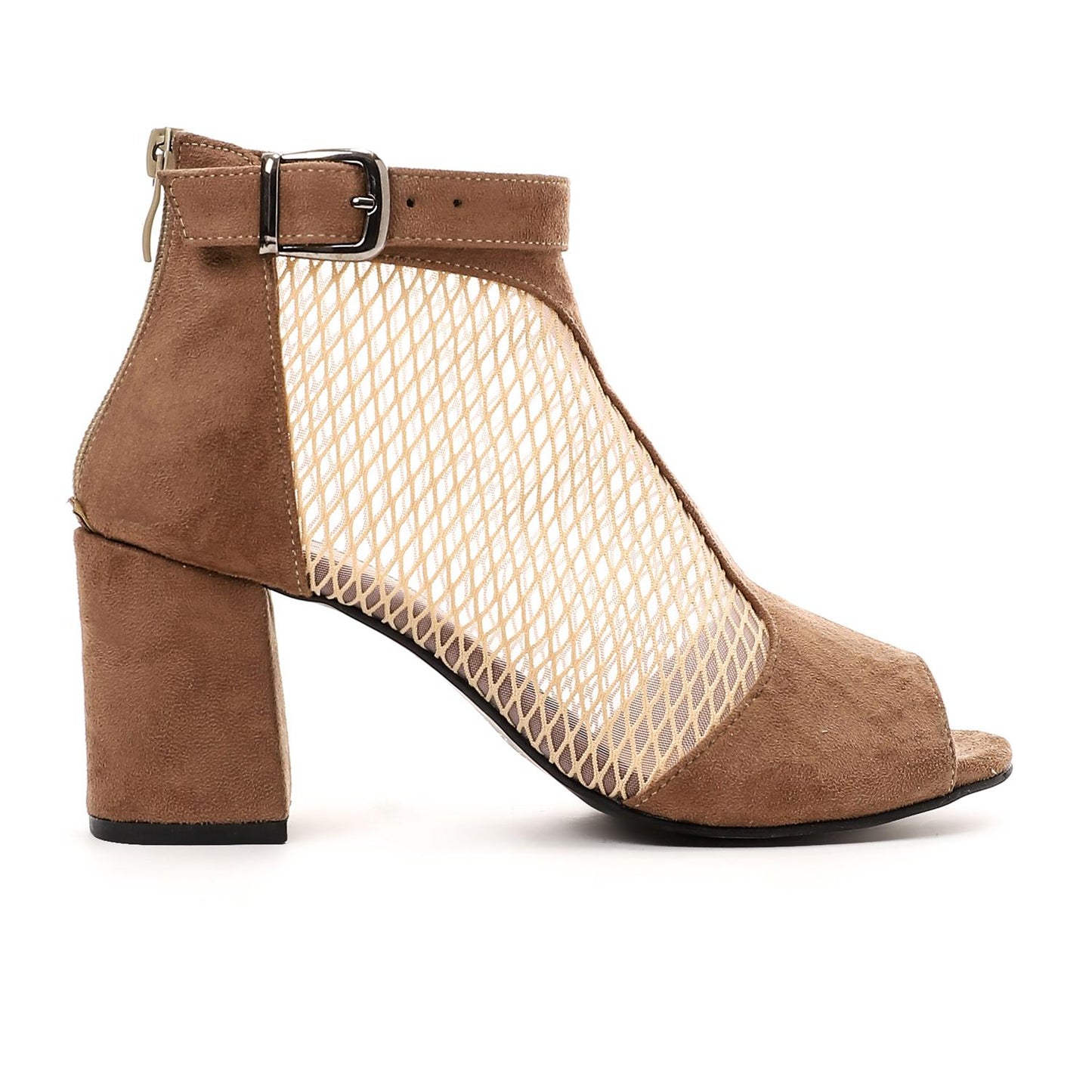 Black Mesh Side High Heels Sandal