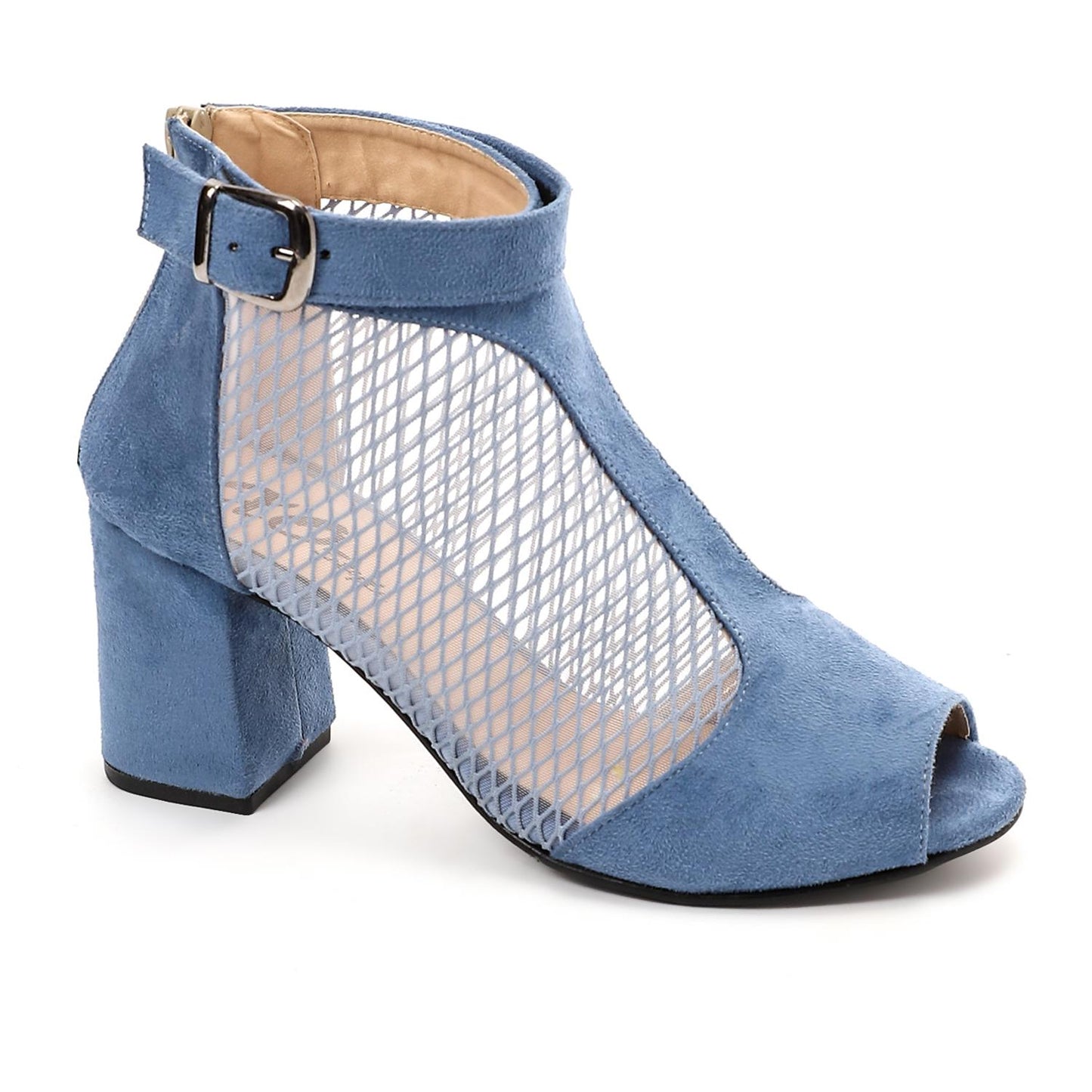 Black Mesh Side High Heels Sandal