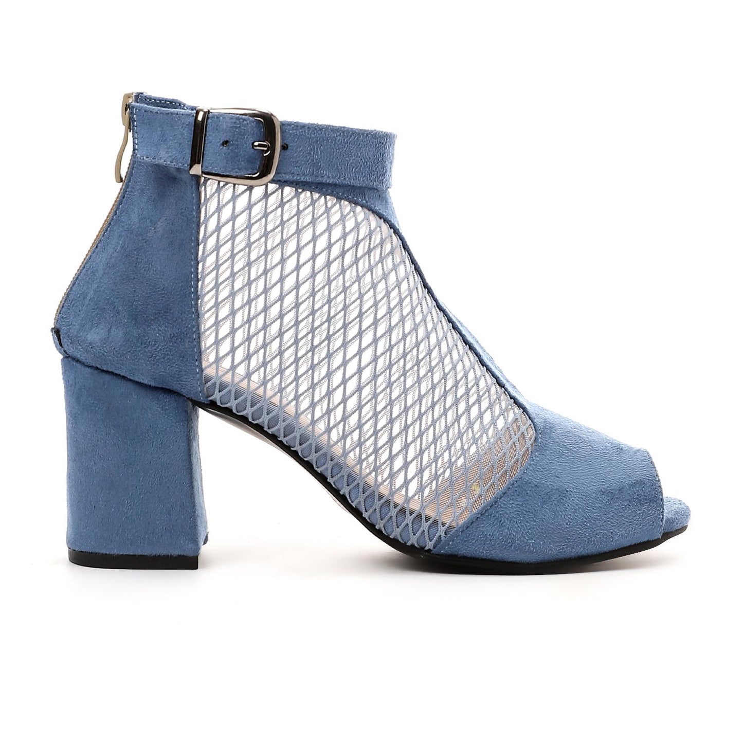 Black Mesh Side High Heels Sandal