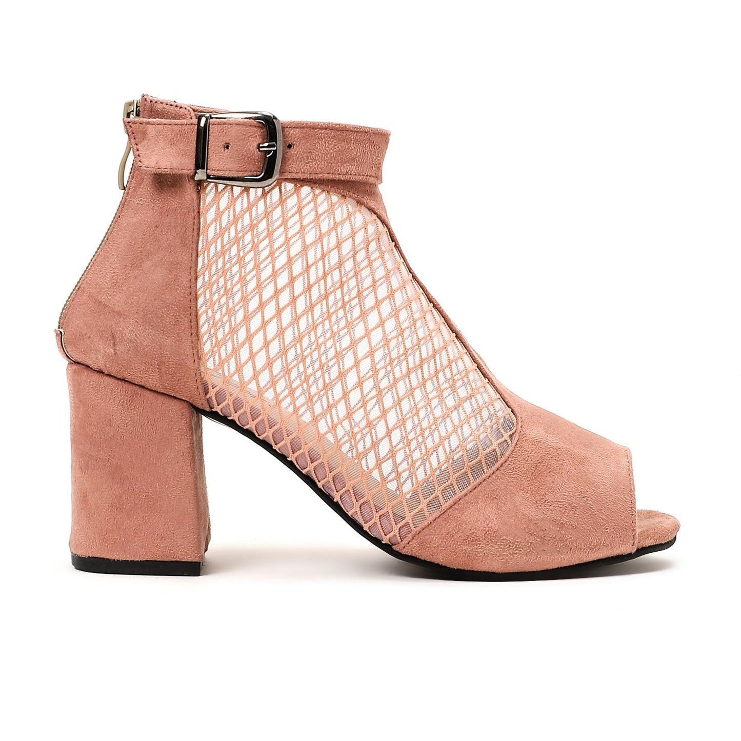 Black Mesh Side High Heels Sandal