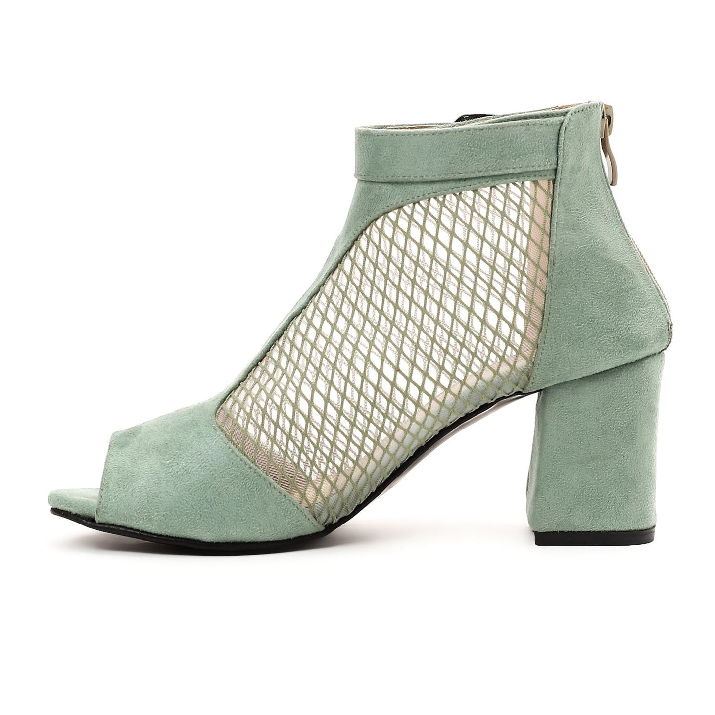 Black Mesh Side High Heels Sandal