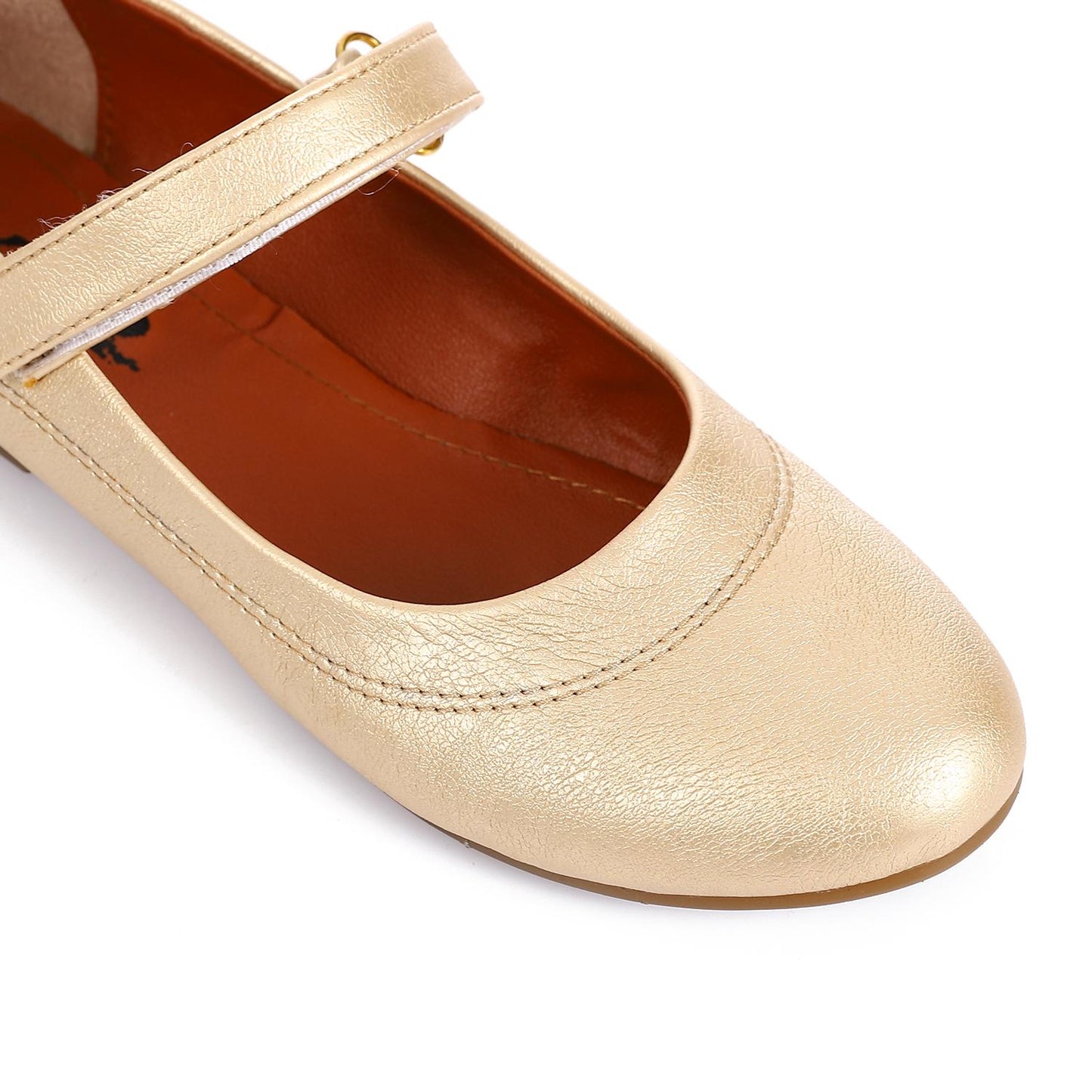 Gold Front Velcro Ballerina for Teen Girls