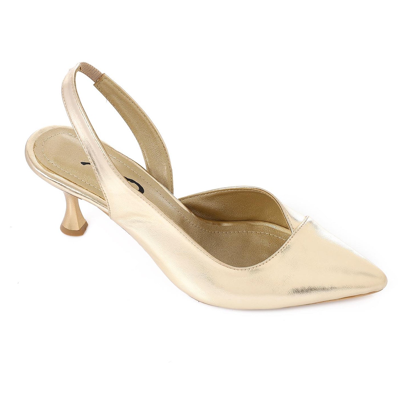 Gold Slingback Pull-on Pumps