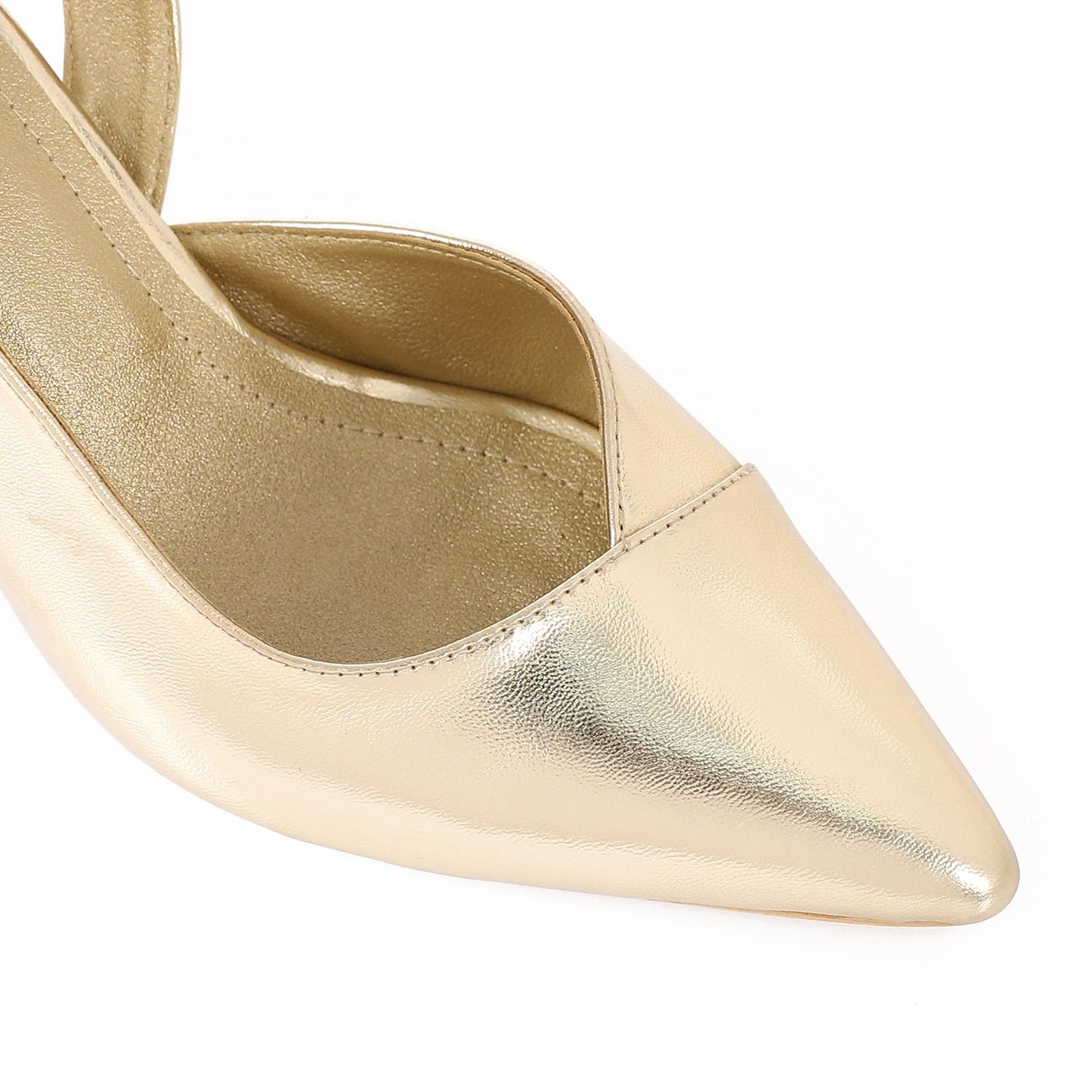Gold Slingback Pull-on Pumps